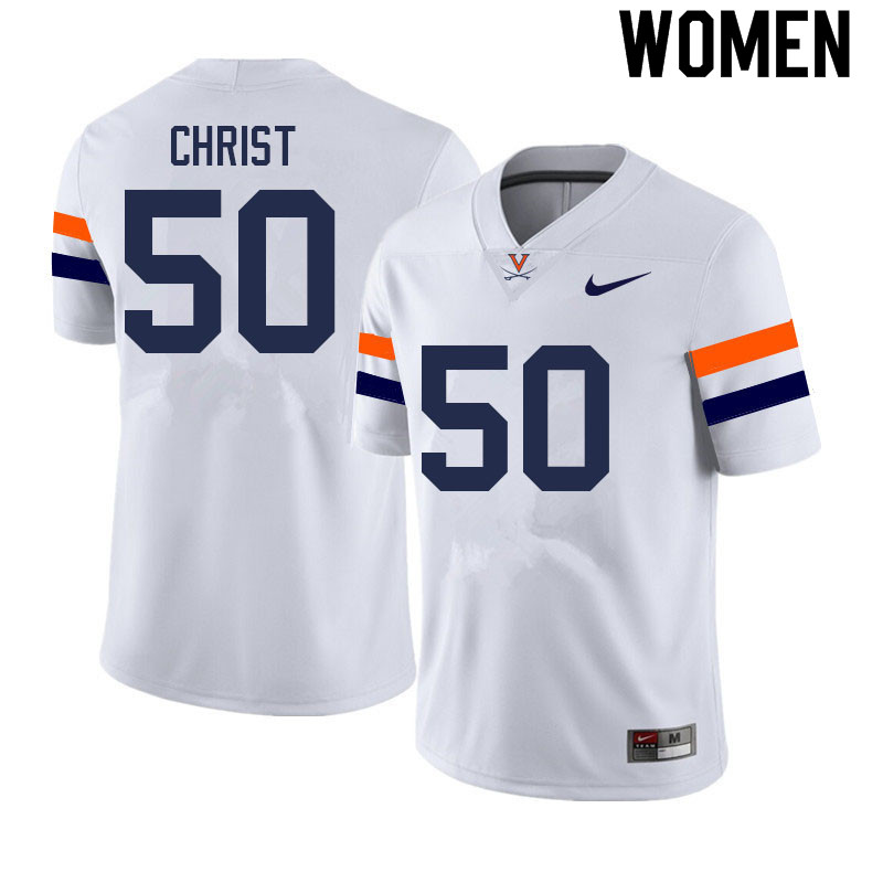 Women #50 Tommy Christ Virginia Cavaliers College Football Jerseys Sale-White